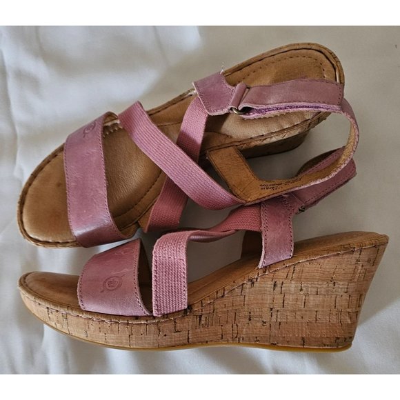 BORN Women's HYURO Strappy Cork Wedge Sandals, Pink Size 11M - Picture 4 of 11